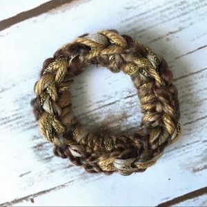 Textured mixed yarn, hand made crocheted scrunchie